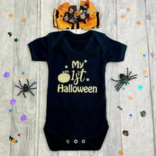 Load image into Gallery viewer, My 1st Halloween Outfit, Baby Girl Pumpkin Romper Set
