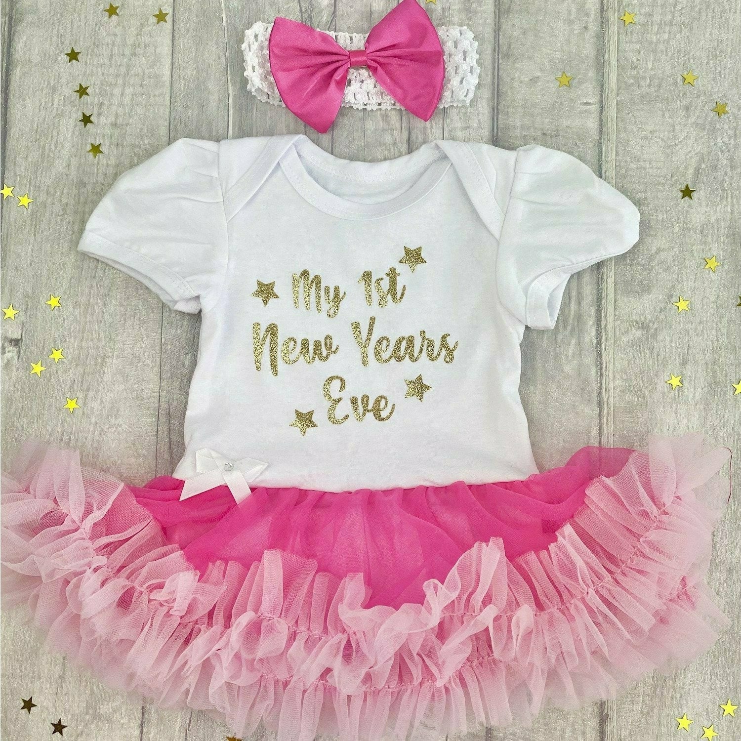 Baby Girl 1st New Year s Eve Tutu Romper With Headband Christmas