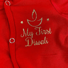 Load image into Gallery viewer, &#39;My First Diwali&#39; Traditional Diya, Hindu Celebration Baby Sleepsuit
