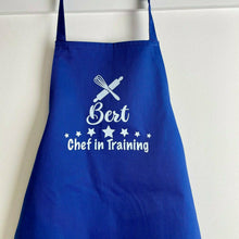 Load image into Gallery viewer, Personalised Chef Apron Set, Kids Chef in Training &amp; Adult Master Chef Baking Cooking Aprons, Father&#39;s Day Gift

