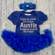 I May Be Small But I Have Auntie Wrapped Around My Finger baby girl tutu romper