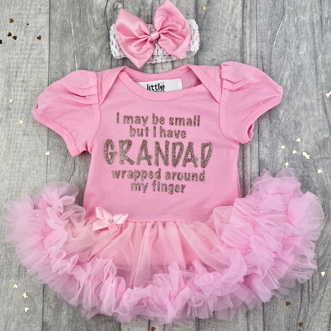 Personalised Funny Baby Girl Pink Tutu Romper, I Maybe Small But I Have Wrapped Around My Finger