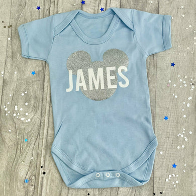 Personalised Disney Mickey Mouse Baby Short Sleeve Romper