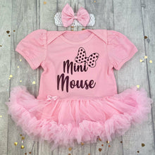 Load image into Gallery viewer, Mini Mouse Bow Baby Girl Tutu Romper With Matching Bow Headband, Disney Minnie Mouse
