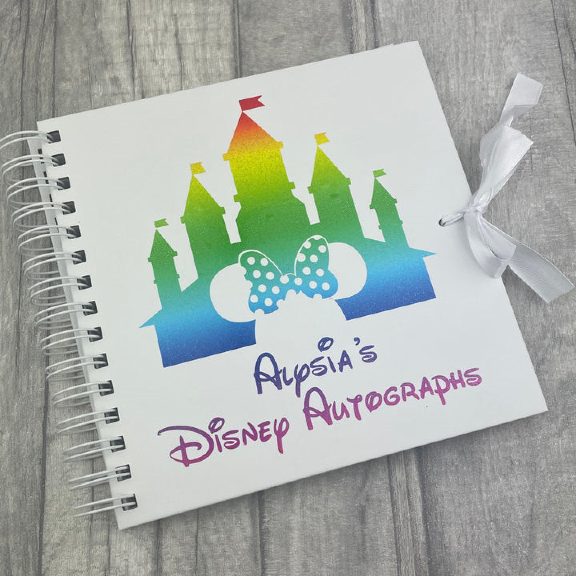 PERSONALISED DISNEY AUTOGRAPH BOOK * SCRAPBOOK MEMORY ALBUM - BOY & GIRL  DESIGN