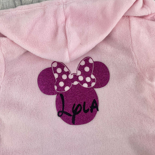 Baby Girl Dressing Gown, Personalised Disney Minnie Mouse light pink Robe