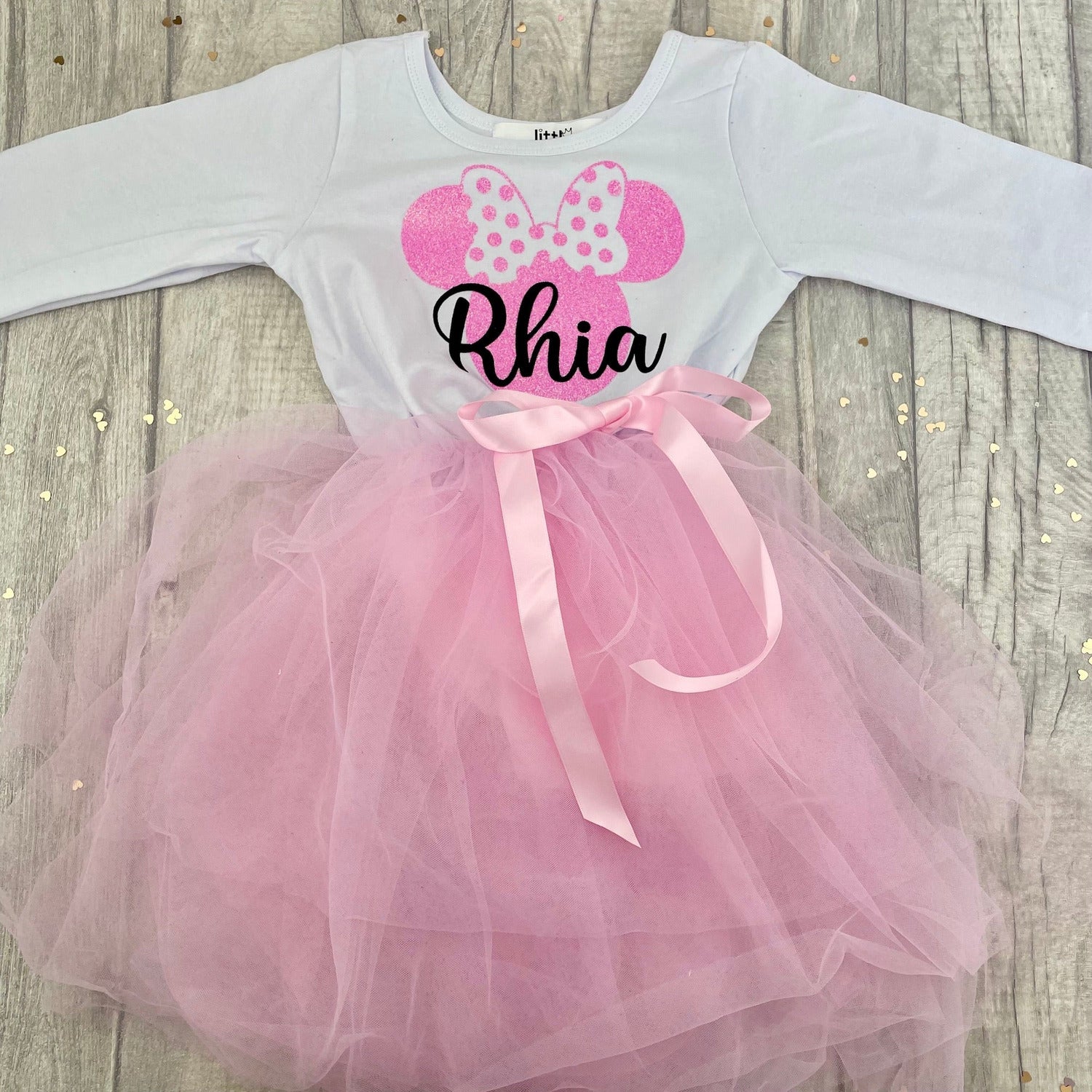 open lace back dress Personalised Minnie Mouse, Girls Disney Pink Tutu Dress – Little Secrets