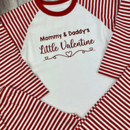 Personalised Little Valentine Children's Pyjamas, Valentines Day Red & White Pyjama Set