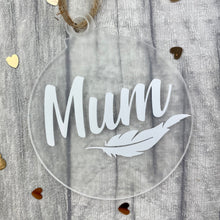 Load image into Gallery viewer, Bereavement Personalised Christmas Bauble, Feather Christmas Decoration
