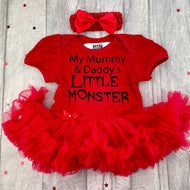 My Mummy & Daddy's Little Monster Baby Girl Tutu Romper With Headband, Halloween