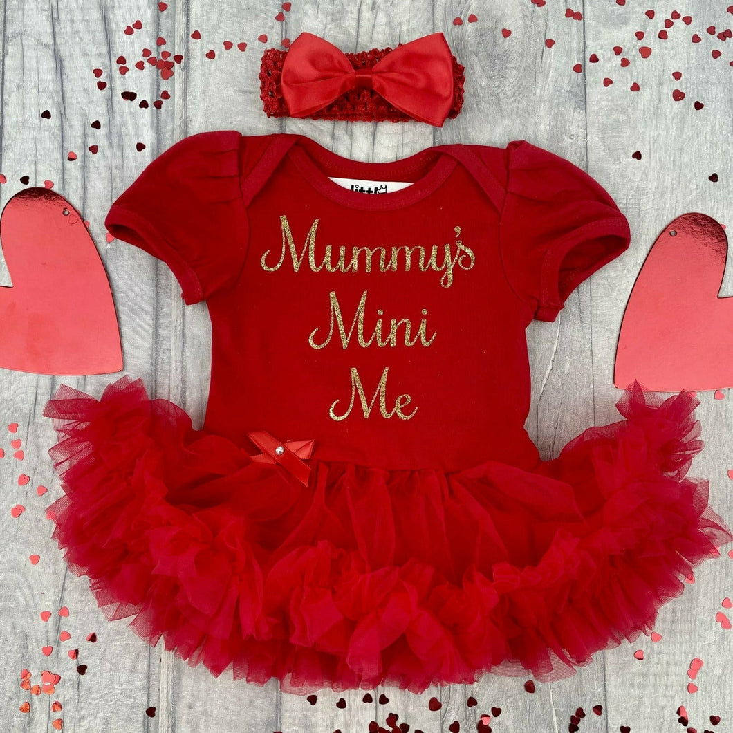 'Mummy's Mini Me' Baby Girl Tutu Romper With Matching Bow Headband