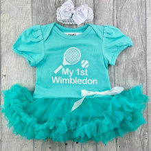 Load image into Gallery viewer, My 1st Wimbledon Baby Girl Tutu Romper With Headband, Newborn Tennis Dress
