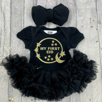 My First Eid Tutu Romper & Oversized Bow Headband Set - Little Secrets Clothing