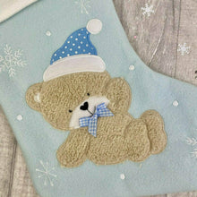 Load image into Gallery viewer, Personalised Baby Girl &amp; Boy Christmas Stocking, Christmas Teddy Bear
