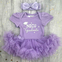 Load image into Gallery viewer, &#39;NICU Graduate&#39; Premature / Tiny Baby Girl&#39;s Tutu Romper with Matching Bow Headband
