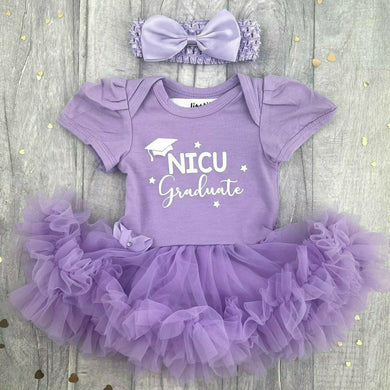 'NICU Graduate' Premature / Tiny Baby Girl's Tutu Romper with Matching Bow Headband