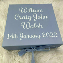 Load image into Gallery viewer, Personalised Baby Boy Name and DOB Memory Keepsake Box
