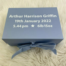 Load image into Gallery viewer, Personalised Newborn Baby Keepsake Box Gift, Baby Boy &amp; Baby Girl Gift
