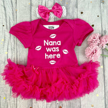 Load image into Gallery viewer, &#39;Nana Was Here&#39; Baby Girl Tutu Romper With Matching Bow Headband
