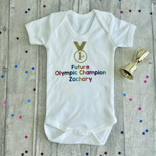 Load image into Gallery viewer, Products Personalised &#39;Future Olympic Champion&#39; Sport, Olympic Short Sleeve Baby Boy/ Girls Summer Romper
