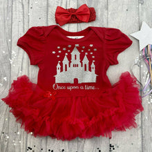 Load image into Gallery viewer, WORLD BOOK DAY! Disney Castle Once Upon A Time Baby Girl Tutu Romper With Matching Bow Headband
