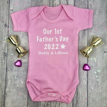 Load image into Gallery viewer, Our 1st Father&#39;s Day Star Daddy &amp; Baby Personalised short sleeve romper
