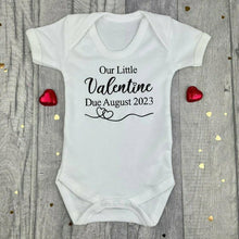 Load image into Gallery viewer, Personalised Our Little Valentine Newborn Short Sleeve Romper, Pregnancy/Baby Announcement - Little Secrets Clothing
