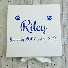 Load image into Gallery viewer, Personalised Pet / Dog Paw Memories Keepsake Ribbon Box
