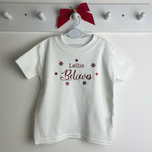 Load image into Gallery viewer, Personalised I Believe Children&#39;s White Christmas T-shirt
