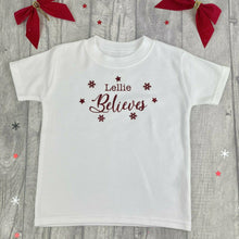 Load image into Gallery viewer, Personalised I Believe Children&#39;s White Christmas T-shirt
