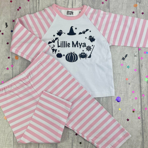 Halloween Pyjamas, Personalised Boys & Girls Stripe PJ's