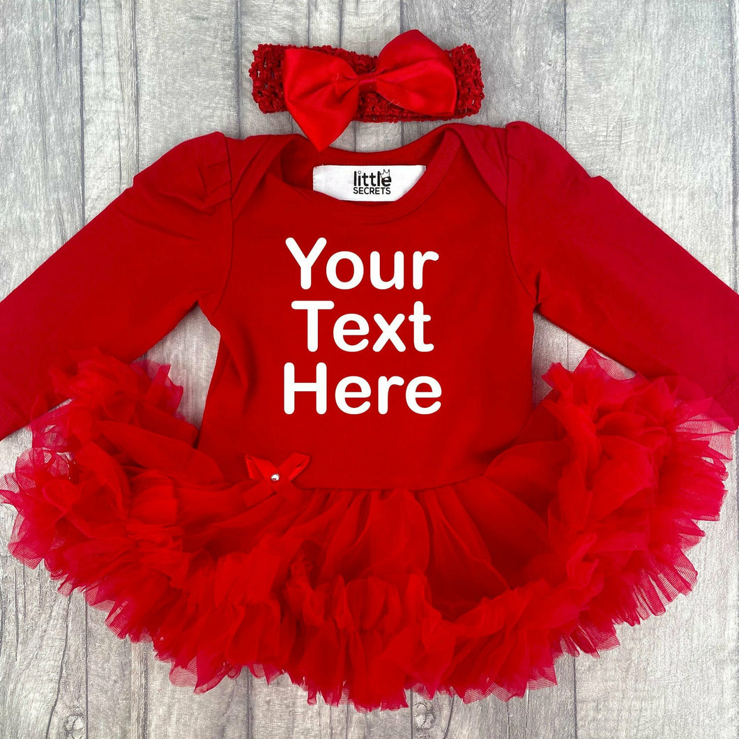Custom Your Own Long Sleeve Red Tutu Romper With Headband