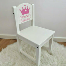 Load image into Gallery viewer, Personalised Princess Crown Chair, White Wooden Nursery, Playroom Chair, Baby Girl
