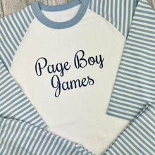 Load image into Gallery viewer, Personalised Page Boy Wedding Blue and White Boys Pyjamas
