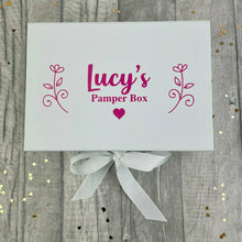 Load image into Gallery viewer, Personalised Pamper Box Small Keepsake Gift Box, Flowers and Heart Design
