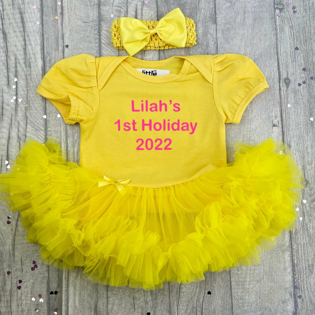 Personalised Baby Girl 1st Holiday Tutu Romper