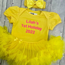 Load image into Gallery viewer, Personalised Baby Girl 1st Holiday Tutu Romper
