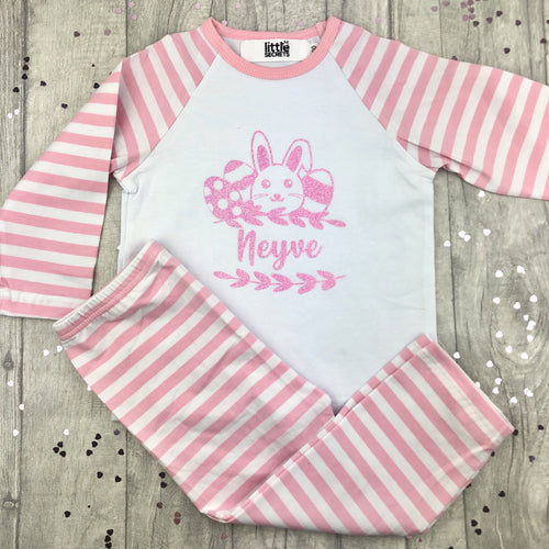 Girls Personalised Easter Bunny Pink Pyjamas - Little Secrets Clothing