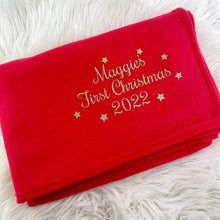 Load image into Gallery viewer, Personalised My 1st Christmas Baby Red Fleece Blanket - Little Secrets Clothing
