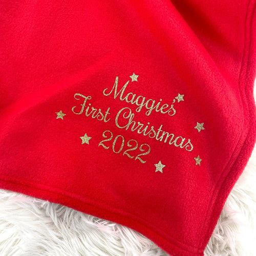 Personalised My 1st Christmas Baby Red Fleece Blanket - Little Secrets Clothing