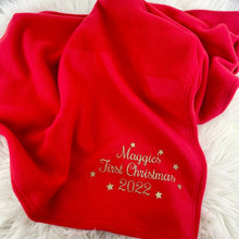 Load image into Gallery viewer, Personalised My 1st Christmas Baby Red Fleece Blanket - Little Secrets Clothing
