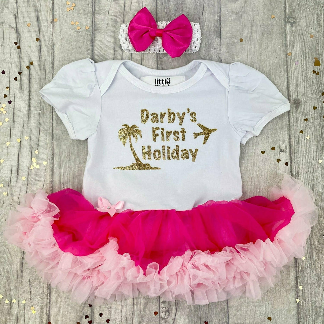 Personalised First Holiday Tutu Romper - Little Secrets Clothing