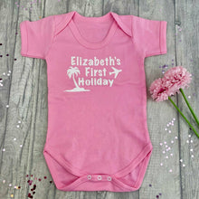 Load image into Gallery viewer, Personalised First Holiday Short Sleeve Romper - Little Secrets Clothing
