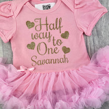 Load image into Gallery viewer, Half Way To One Personalised 6 Months Old Baby Girl Tutu Romper
