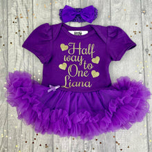 Load image into Gallery viewer, Half Way To One Personalised 6 Months Old Baby Girl Tutu Romper - Little Secrets Clothing
