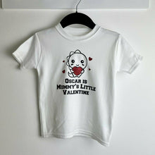Load image into Gallery viewer, Boy&#39;s Personalised Mummy&#39;s Little Valentine Dinosaur White T-Shirt, Valentines Day
