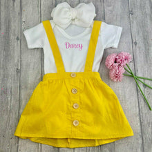 Load image into Gallery viewer, Personalised Baby Girl&#39;s Summer Outfit, Yellow Pinafore Dress - Little Secrets Clothing
