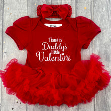 Load image into Gallery viewer, Personalised Is Daddy&#39;s Little Valentine Baby Girl Red Tutu Romper with Bow Headband, Valentine’s Day - Little Secrets Clothing

