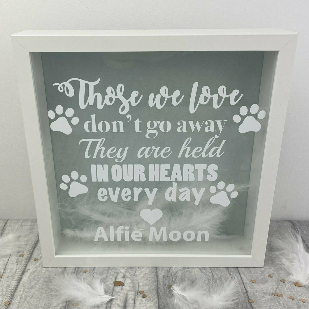 Personalised Dog Heaven Pet Remembrance Home Glitter Box Frame