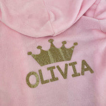Load image into Gallery viewer, Personalised Girls Hooded Pink Dressing Gown, Princess Robe
